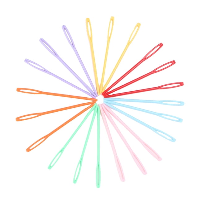 MasteelfCA 30pcs Plastic Large Eye Sewing Needles Safety Weaving Tools for Kids Crochet Darning Sewing Handmade Crafts 7cm 9cm (Blunt Needle Head, Random Color)