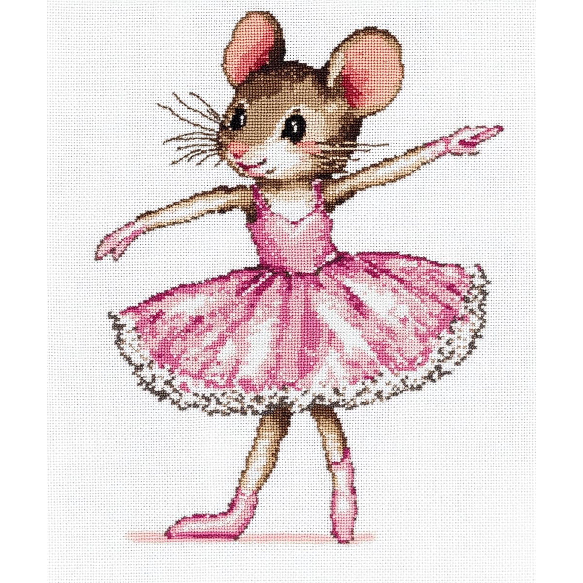 DIY Cross Stitch Kit for Beginners Adorable Mouse Lady Dance 11CT Embroidery Kit with Pattern Stamped Needlepoint Craft Kit 40x50cm-4