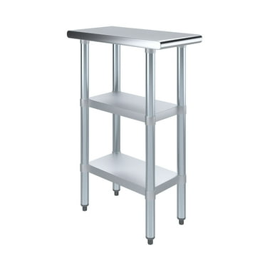 48" X 18" Stainless Steel Work Table With 2 Shelves - NSF Certified Commercial Kitchen Prep Table