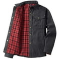 thumbnail image 5 of Hinvhai Mens Flannel Lined Shirt Jacket Lightweight Snap Button Western Jacket Rugged Outdoor Cowboy Shirts Jackets Black 6(M), 5 of 5