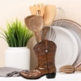 thumbnail image 5 of Brown Cowboy Boot Vase – Western Resin Decor with Embossed Pattern & Metal Concho Accent, 5 of 9