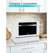 BLACK+DECKER 6-Place Setting Compact Countertop Dishwasher, Accommodates up to 10-In. Dinner Plates, BCD6W