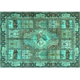 thumbnail image 1 of Ahgly Company Indoor Rectangle Medallion Turquoise Blue Traditional Area Rugs, 4' x 6', 1 of 4