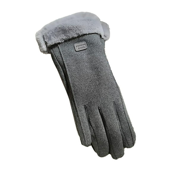 Otqutp Teen Girls Outdoor Gloves Women's Autumn Winter Warm Cycling Velvet Thickened Cold and Windproof Screen Gloves for Cold Weather(Grey,One Size)