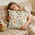 thumbnail image 5 of DefiDgd Spring Decorative Flower Throw Pillow Covers,2D Embroideried Design Linen Square Pillow Case for Farmhouse Outdoor Couch Sofa Living Room Decoration(D), 5 of 6