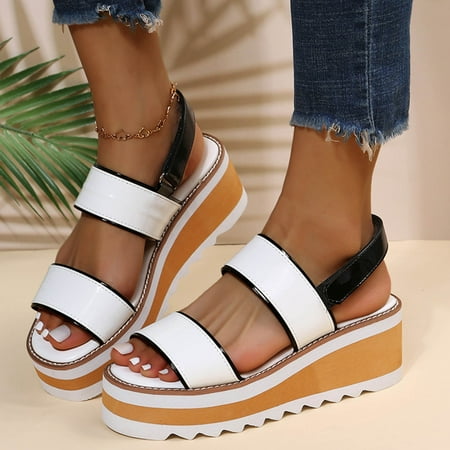 

Women s Ladies Fashion Casual Solid Open Toe Platforms Sandals Beach Shoes Black 6.29993