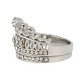 thumbnail image 4 of Fiaya Women Crown Shape Rings, 1pc Fashion Temperament Sweet Rhinestone Ring, Daily Jewelry Accessories for Women Holiday Party Gift (Silver-6), 4 of 8