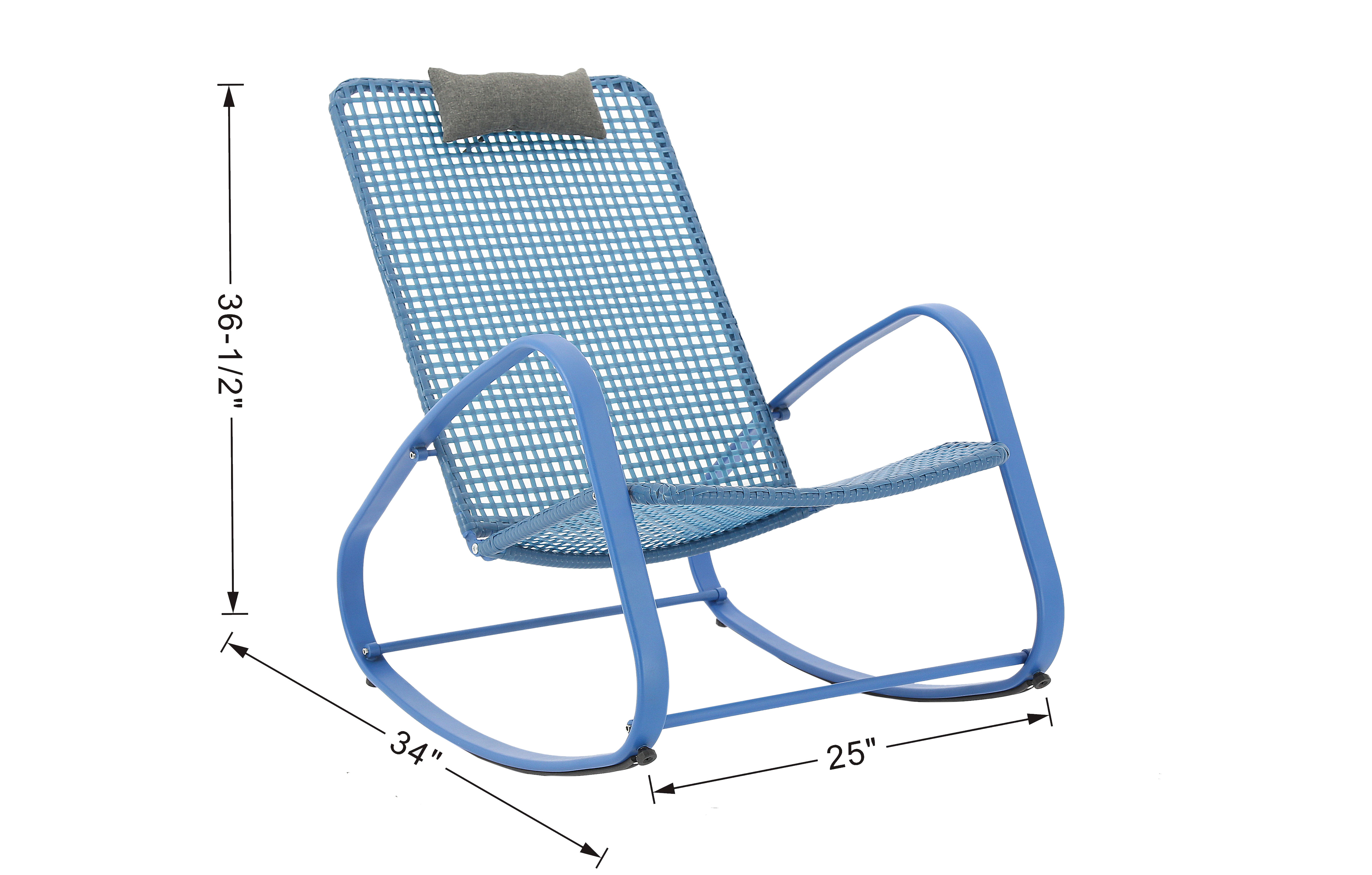 Baner Garden Indoor Outdoor Rocking Lounge Chair Porch Indoor Patio Headrest Furniture, Blue (X62BU) - image 3 of 8