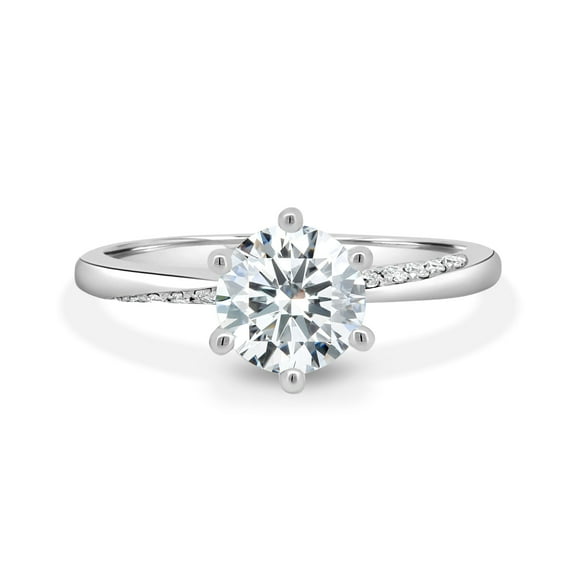ESTE ORIGIN 2.05ctw Round Moissanite Twisted Micro Pavé Solitaire Engagement Ring in 10K White Gold for Women US 7