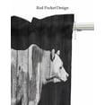 thumbnail image 5 of Black White Bear Kitchen Valances for Windows Farmhouse Linen Window Valance Curtain for Living Room Window Treatment Farmhouse Country Vintage Wood Grain Valance Rod Pocket Topper, 54 x 18 Inch, 5 of 6