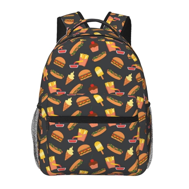 Easygdp Fast Food Mochila Ergonómica Versátil para Laptop - Múltiples Bolsillos, Correas Ajustables, Unisex para Escuela, Viajes y Actividades al Aire Libre-One Size