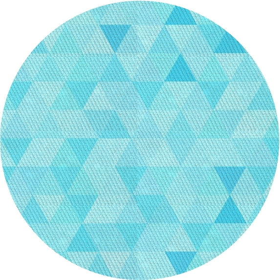 Ahgly Company Indoor Square Patterned Bright Turquoise Blue Area Rugs, 3' Square