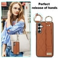 thumbnail image 5 of Decase for Sasmung Galaxy S24 Ultra with Wrist band Kickstand Case,with Metal RIng,Slim Shockproof PU Leather Drop Proof Non-Slip Anti-Fingerprint Protective Phone Case Cover,Brown, 5 of 8