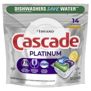 Cascade Platinum Dishwasher Pods, Action Pacs Dishwasher Detergent, Dishwasher Tabs, Lemon, 14 Count