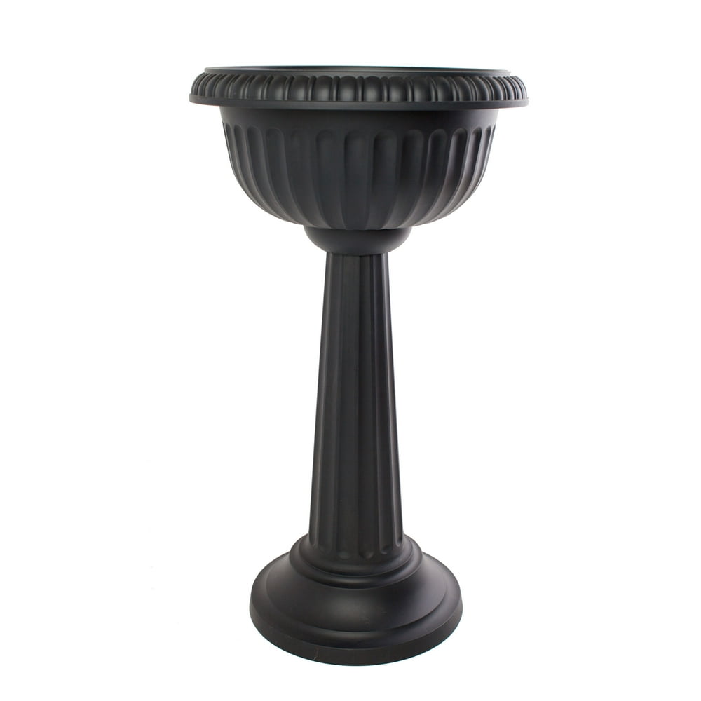 Bloem Grecian Urn Tall Pedestal Planter 32" Black