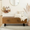 thumbnail image 2 of COSIEST Outdoor Walnut Rectangular MgO Garden Bench, 2 of 6