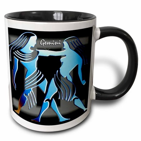 Cancer Zodiac Mug - 3dRose Gemini Zodiac Sign, Two Tone Black Mug, 11oz