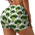 thumbnail image 2 of Wukai Cute Broccoli Print Pack Biker Shorts for Women Yoga Workout Gym Running Scrunch Active Shorts-Large, 2 of 8