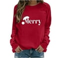 thumbnail image 2 of Raglan Sleeve Sweatshirts Tops for Women 2025 Merry Letter Print Christmas Shirts Long Sleeve Crewneck Pullover (XL, Red 02), 2 of 4