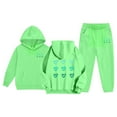 thumbnail image 2 of shqvo Big Girls 2 Piece Sport Outfit Heart Print Pullover Sport Sweatsuits Hoodie Sweatpants Outfits Hoodies Tracksuits for Toddlers Children Teens, 2 of 8