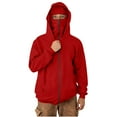 thumbnail image 2 of DDAPJ pyju Mens Balaclava Hoodies Fall Winter Fashion Zip Up Double Layer Hooded Jackets Casual Streetwear Hoody Tops Red XXL, 2 of 8