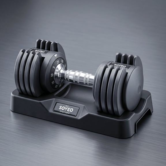 Harmie Adjustable Dumbbell Set, 10-in-1 Quick-Select 5-25LB Weight, 1-Sec Adjustment, Non-Slip Grip, Home Gym Strength Training with Storage Tray for Men and Women