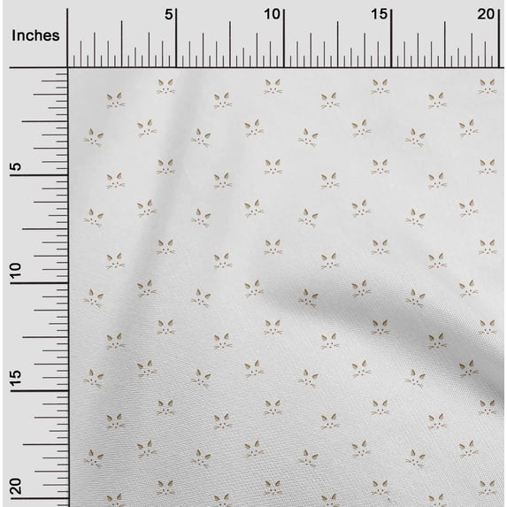 oneOone Cotton Poplin Fabric Cat Face Animal Print Fabric BTY 42 Inch Wide