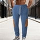 thumbnail image 1 of Ceisia Men Solid Color Corduroy Drawstring Pants Elastic Waist Tapered Leg Gift Trousers, 1 of 3
