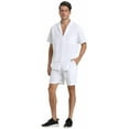 thumbnail image 2 of BUYJYA Men's Linen Shirt Short Sets 2 Pieces Outfits Casual Button-Down, 2 of 6