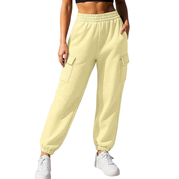 Lyanj Womens Sweatpants Fall Baggy Cinch Bottoms Sweat Pant Lightweight Solid Color Joggers Cargo Pants for Outdoor