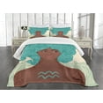thumbnail image 3 of Ambesonne Zodiac Aquarius Quilted Bedspread Set 3 Pcs, Lady, Queen Size, Pale Green Teal Brown, 3 of 5