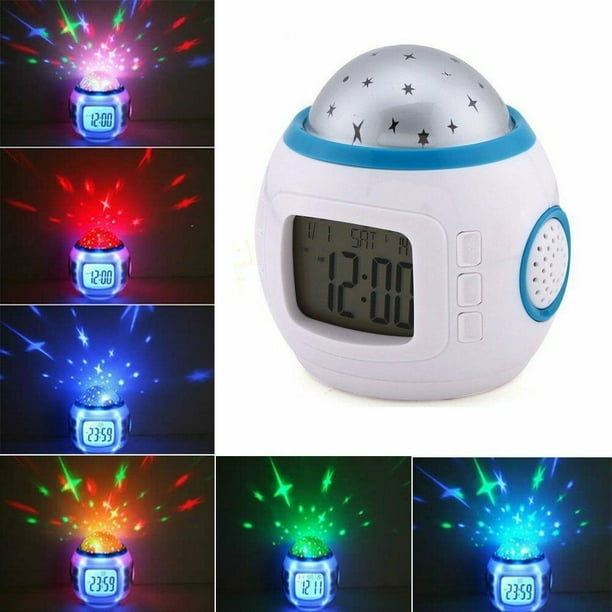 Galaxy Digital Alarm Clock Electronic Clock Creative Color Light Projection Music Starry Star