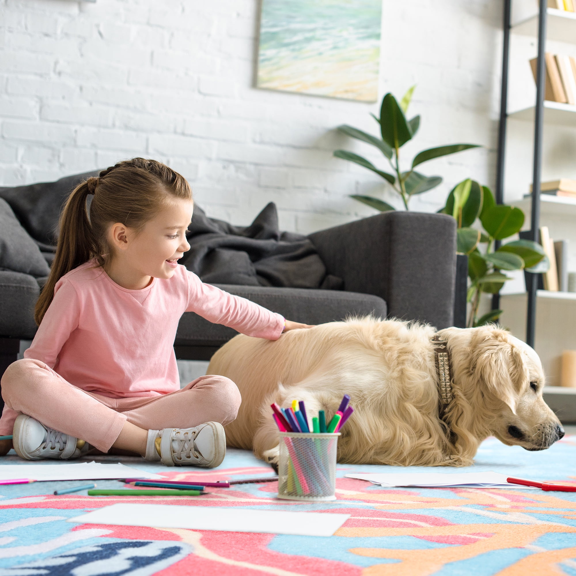 Arogan Coral Ocean Art Rug for Living Room, Bedroom and Children's Room, Blue, 5' x 8'