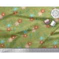 thumbnail image 2 of Soimoi Green polyester Crepe Fabric Snowflake,Leaves & Flower Floral Printed Fabric 1 Yard 52 Inch Wide, 2 of 3