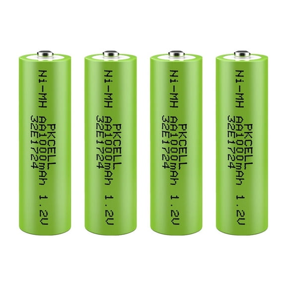 PKCELL Rechargeable AA Batteries NiMH Double A 1000mAh 1.2V Battery- 4 Pack