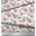 thumbnail image 3 of Soimoi White Cotton Poplin Fabric Leaves & Rose Floral Print Fabric by Yard 42 Inch Wide, 3 of 3