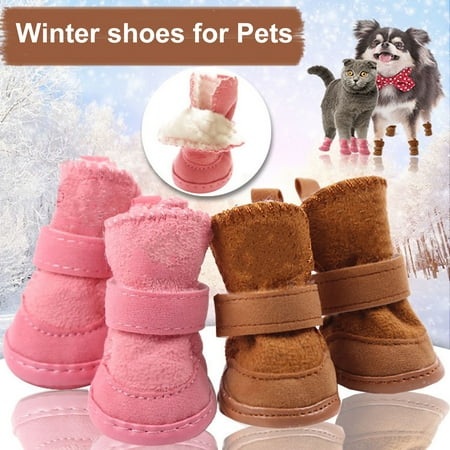 Eisoary 1 Pair Pet Shoes Thick Warm Anti-slip Prewalkers Walking Puppy Sneakers Dog Accessories Pink 2XL