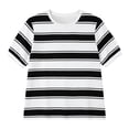 thumbnail image 4 of SGMVNU 2 Pack Summer Shirts for Girls Short Sleeve Crewneck Color Block Striped Tops Casual Loose Kids Clothes, Size 8-9 Years, White & Green, 4 of 6