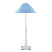 Catalina Floor Lamp 39681 with 3" white body and sky blue Sunbrella shade fabric