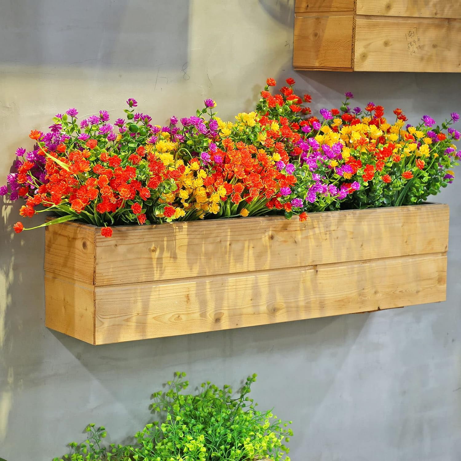 36 Bundles Artificial Flowers Outdoor, UV Resistant Faux Artificial Plants Shrubs Flower Bulk for Hanging Planter Porch Window Home Wedding Spring Summer Decor (Bright Colors)