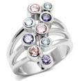 thumbnail image 1 of Alamode 3W290-10 Women Rhodium Brass Ring with AAA Grade CZ in Multi Color - Size 10, 1 of 1