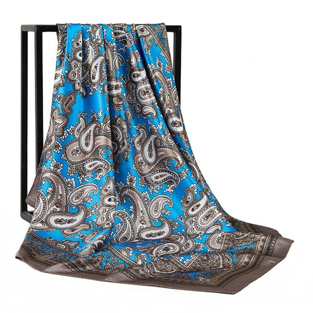 Foulard d'Été pour Femmes, Enveloppe de Tête Vintage Rétro Carrée, Protection de Tête Pliable, Tissu Doux, Imprimé Cachemire