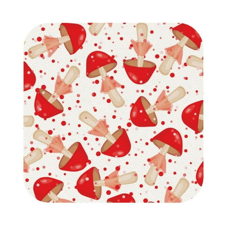 

Matuu Cute Mushroom for Cup Coasters Set of 6 Leather Coasters Desk Coasters for Office Measures 4” x 4” Square