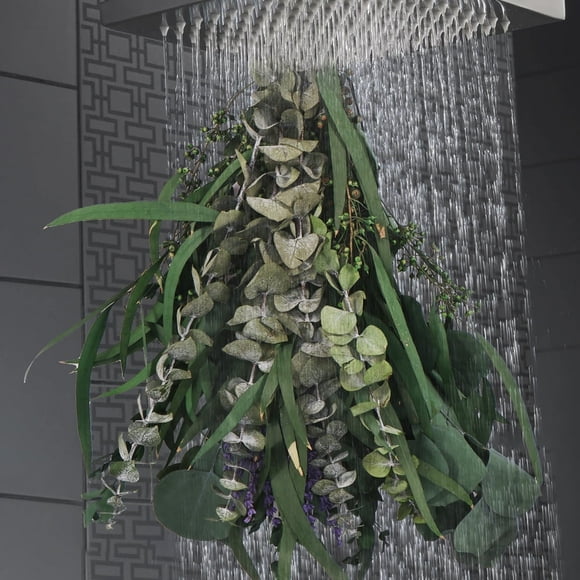 OUSITAID 123 PCS Mixed Real Dried Eucalyptus Stem Eucalyptus for Shower Hanging from Bathroom Spray Head with Lavender Fresh Green Eucalyptus Stems with Dried Flowers Mixed Bouquet