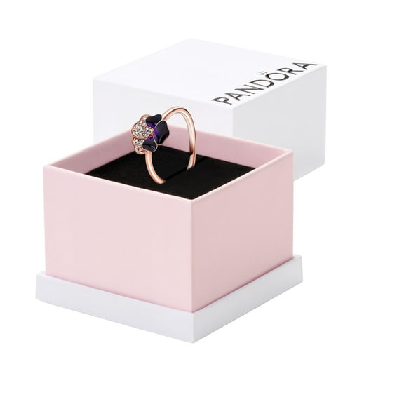 Pandora Pansy 14K Rose Gold-Plated Ring With Clear Cubic Circonia, Size 58, With Gift Box