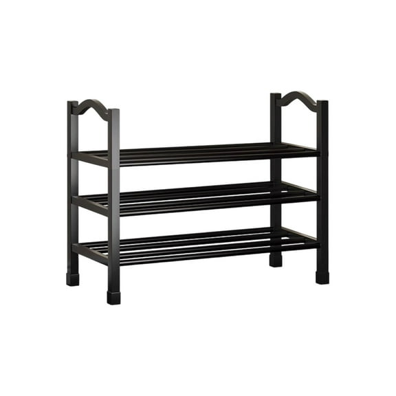 Qocolhg Shoe Rack for Entryway, 3 Tier Shoe Organizer, 6 Pairs Stackable Small Shoe Rack, Shoes Organizer for Closet, Entryway, Hallway, Garage, Front Door, Dorm Room Shoes Shelves, Black