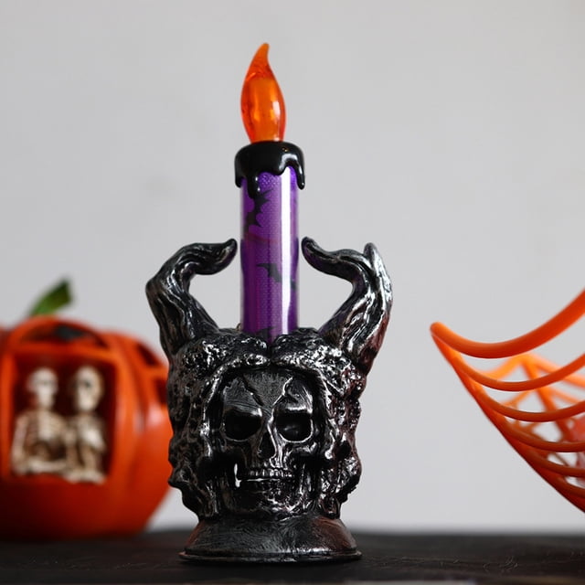 Decoraciones de Halloween, adornos de Halloween, regalos de Halloween, máscara de fantasma de calavera de Halloween, linterna de decoración de terror, luz LED, lámpara de vela electrónica brillante de