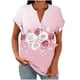 thumbnail image 2 of Tejiojio Women's Loose Casual V-Neck Button Front Raglan Sleeve Short Sleeve T-Shirt for Everyday Wear, 2 of 6