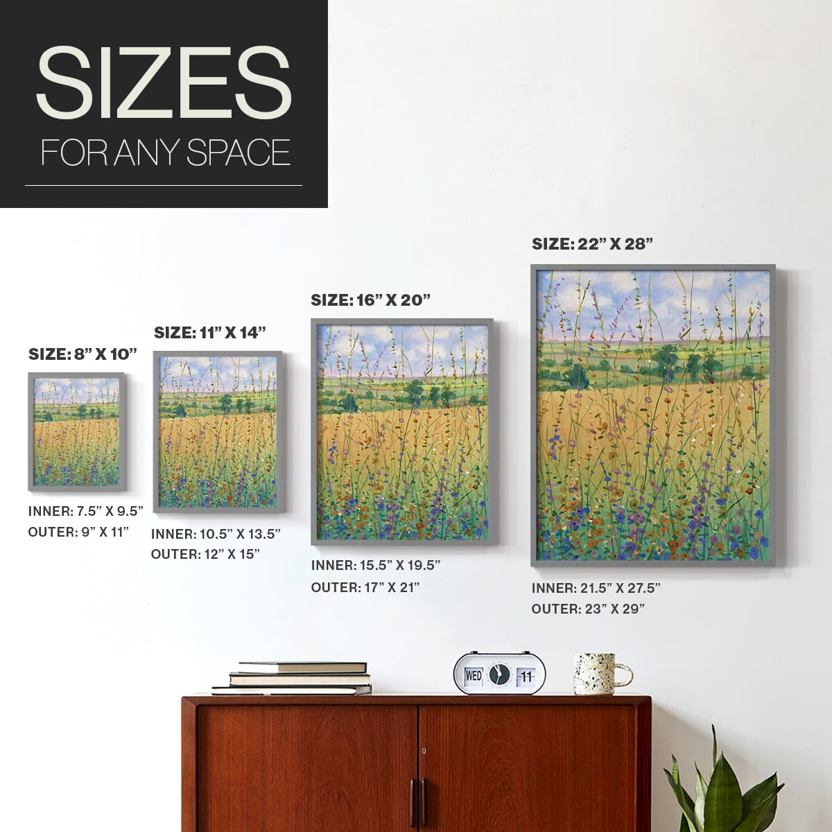 Wildflower Path II Framed Print - Solid Wood in Single Picture Frame Solid Wood 2 Framed Print