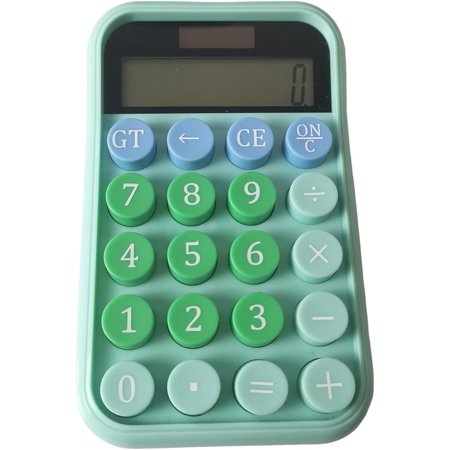 LANFENG Hatleues Desktop Calculator Solar and Battery Powered Calculator 10 Digits LCD Display Round Buttons Portable Solar Calculator for Office Royal Blue